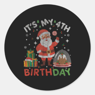 Het is mijn 4de verjaardag-grappige kerst Sinterkl Ronde Sticker