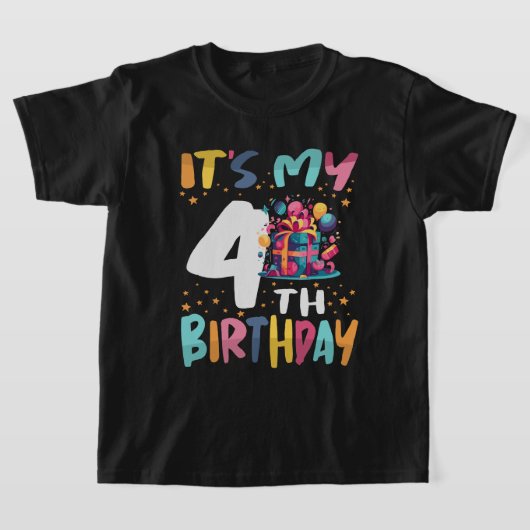 Het is mijn 4e verjaardag Happy Kids Verjaardag T-shirt (Laagn)