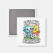 Het is mijn 4e verjaardag Voetbal Robot  Magneet (Voorkant / Achterkant)
