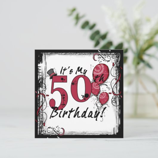 Het is mijn 50e verjaardag feestelijke uitnodiging (Staand voorkant)