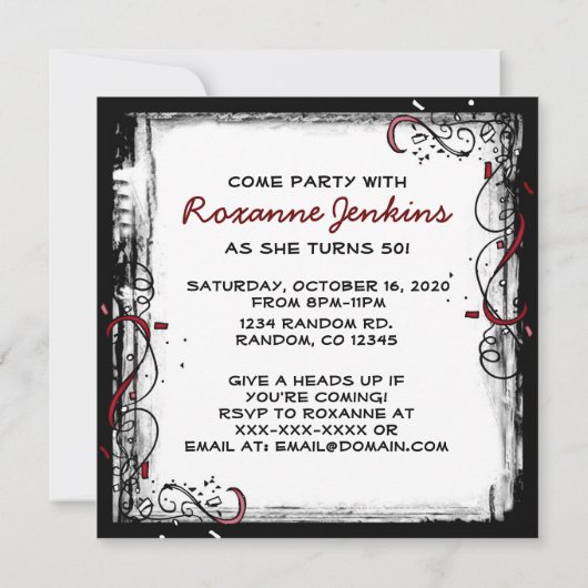 Het is mijn 50e verjaardag feestelijke uitnodiging (Achterkant)