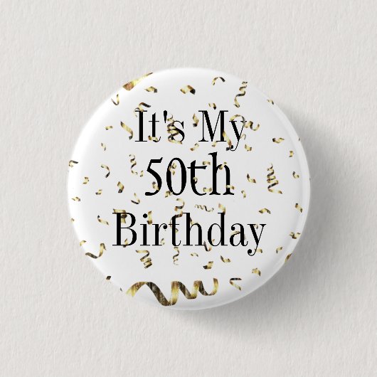 Het is mijn 50e verjaardag Glitter Confetti Celebr Ronde Button 3,2 Cm (Voorkant)