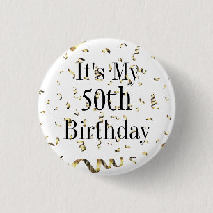 Het is mijn 50e verjaardag Glitter Confetti Celebr Ronde Button 3,2 Cm