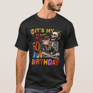 Het is mijn 50ste verjaardag Halloween skelet matc T-shirt