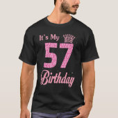 Het is mijn 57 jaar oude koningin verjaardag Happy T-shirt (Voorkant)