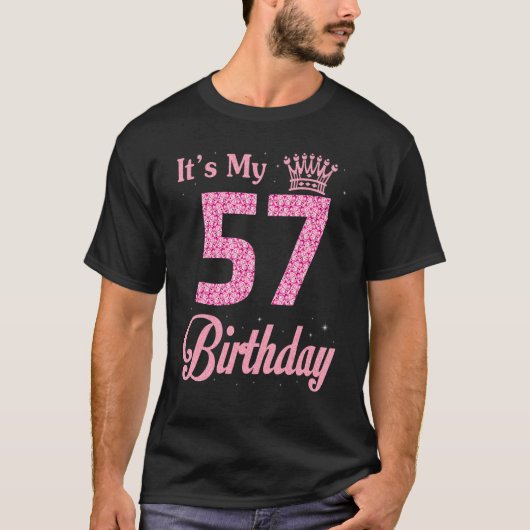 Het is mijn 57 jaar oude koningin verjaardag Happy T-shirt (Voorkant)