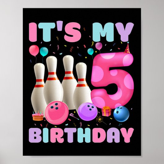 Het is mijn 5-jarige bowling 5e verjaardagsfeestje poster (Voorkant)