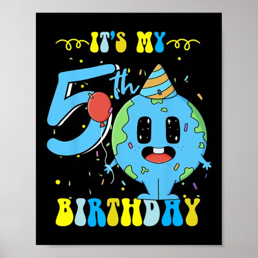 Het is mijn 5e verjaardag Earth Day Kinder Poster (Voorkant)