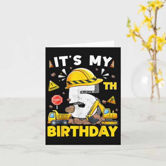 Het is mijn 5e verjaardag jongen bouw graafmachine kaart (Gele Bloem)