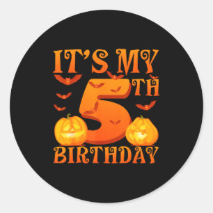 Het is mijn 5e verjaardag Pompoenen 5 jaar oud Hal Ronde Sticker