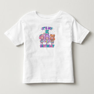 Het is mijn 5e verjaardag Schattig Kawaii Meisjes  Kinder Shirts