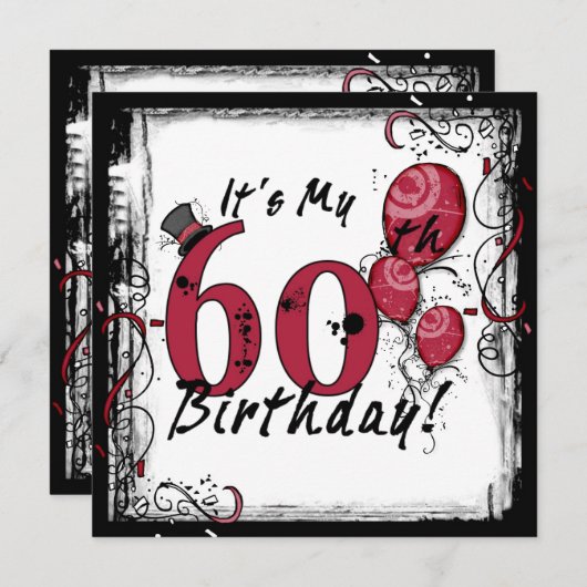 Het is mijn 60e verjaardag feest grote uitnodiging (Voorkant / Achterkant)