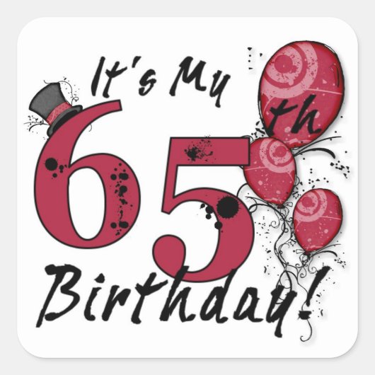 Het is mijn 65e jarige ballonballonvaarding sticke vierkante sticker (Voorkant)