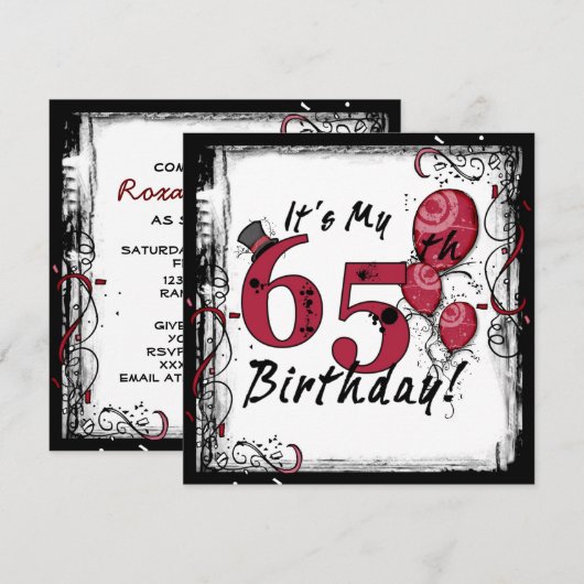 Het is mijn 65e verjaardag feestelijke uitnodiging (Voorkant / Achterkant)