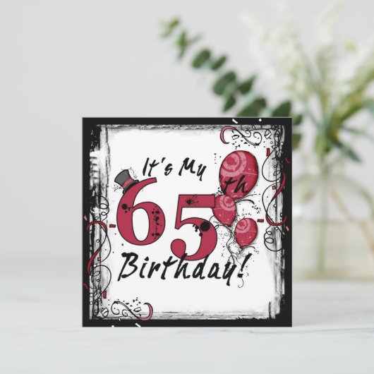 Het is mijn 65e verjaardag feestelijke uitnodiging (Staand voorkant)