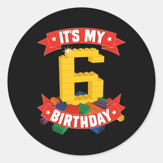 Het is mijn 6 blok gebouw ronde sticker (Voorkant)