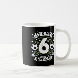 Het is mijn 6e verjaardag 6 jaar oude jongen voetb koffiemok