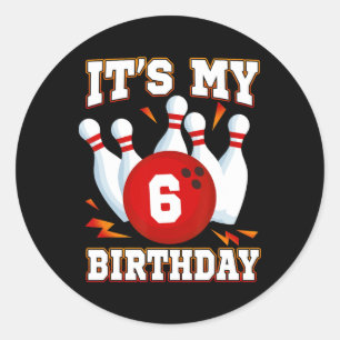 Het is mijn 6e verjaardag bowling thema 6 jaar oud ronde sticker