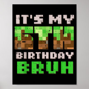 Het is mijn 6e verjaardag Bruh Xel Gamer 6 Verjaar Poster