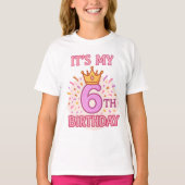 Het is mijn 6e verjaardag Crown Princess Pink Desi T-shirt (Voorkant)