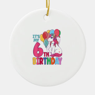 Het is mijn 6e verjaardag Eenhoorn Jongens Meisjes Keramisch Ornament