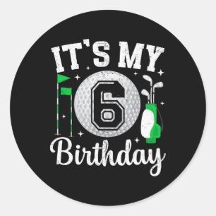 Het is mijn 6e verjaardag Golf 6 Jaar Oude Golfspe Ronde Sticker