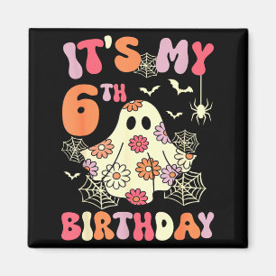 Het is mijn 6e verjaardag Halloween Geest 6 jaar o Magneet
