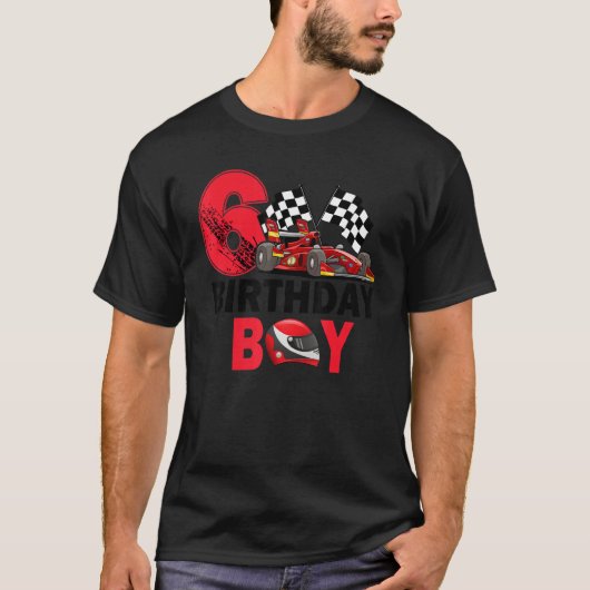 Het is mijn 6e verjaardag jongen 6 Toddler Racing  T-shirt (Voorkant)