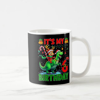 Het is mijn 6e verjaardag Kerstmis rendier rijdend Koffiemok