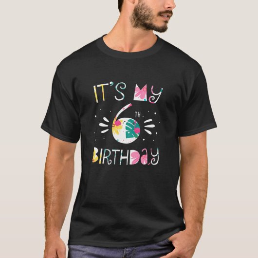 Het is mijn 6e verjaardag Tropische Floral 6 jaar  T-shirt (Voorkant)