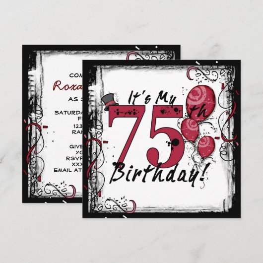 Het is mijn 75e verjaardag feestelijke uitnodiging (Voorkant / Achterkant)