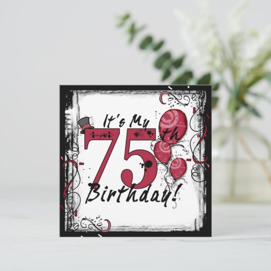 Het is mijn 75e verjaardag feestelijke uitnodiging (Staand voorkant)