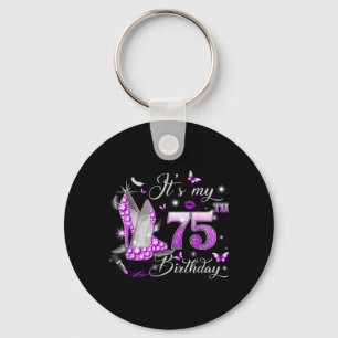 Het is mijn 75e verjaardag Roze 75 jaar verjaardag Sleutelhanger