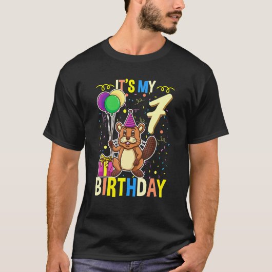 Het is mijn 7de verjaardag Beaver T-shirt (Voorkant)