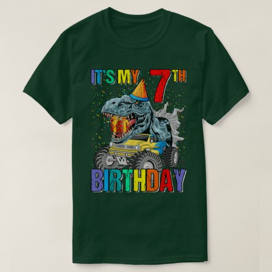 Het is mijn 7e geboortedag-monster Truck Dinosaur T-shirt (Design voorkant)