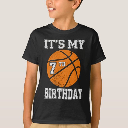 Het is mijn 7e verjaardag Basketbalontwerp T-shirt (Voorkant)