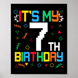 Het is mijn 7e verjaardag Gamer Kids Videogame Ver Poster