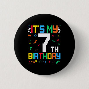Het is mijn 7e verjaardag Gamer Kids Videogame Ver Ronde Button 5,7 Cm