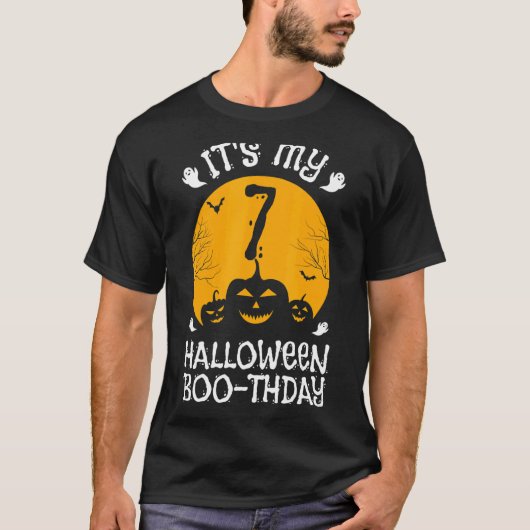 Het is mijn 7e verjaardag Halloween Kind Mannen Vr T-shirt (Voorkant)