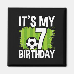 Het is mijn 7e verjaardag jongen voetbal voetbyll magneet