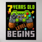 Het is mijn 7e verjaardag Pixel Gaming Controller  Poster (Voorkant)
