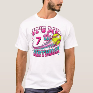 "Het is mijn 7e verjaardag" Softbal Grafische T-Sh T-shirt
