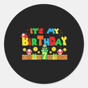 Het is mijn 7e verjaardag spel spelen vader en moe ronde sticker