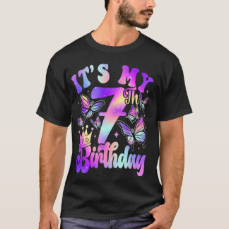 Het is mijn 7e verjaardag Vlinderthema 7 jaar oud T-shirt