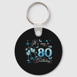 Het is mijn 80ste verjaardag Roze 80 jaar verjaard Sleutelhanger