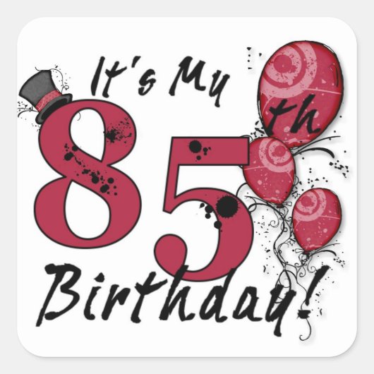 Het is mijn 85e jarige ballonballonvaarding sticke vierkante sticker (Voorkant)