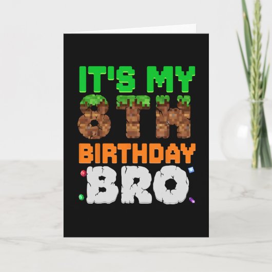 Het is mijn 8e verjaardag bro pixel game 8 jaar ou kaart (Voorkant)