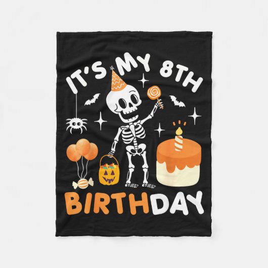 Het is mijn 8e verjaardag-grappige Halloween skele Fleece Deken (Voorkant)