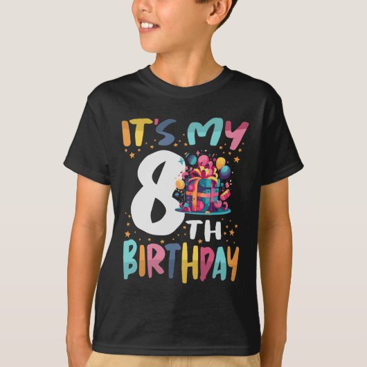 Het is mijn 8e verjaardag Happy Kids Verjaardag T-shirt (Voorkant)