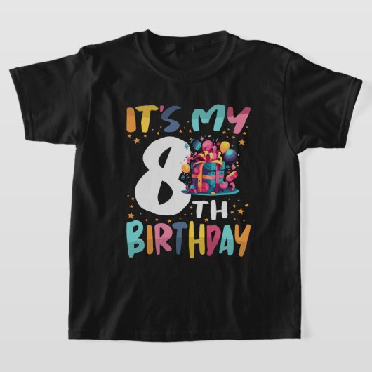 Het is mijn 8e verjaardag Happy Kids Verjaardag T-shirt (Laagn)